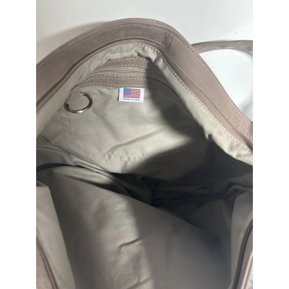 Stone Mountain Taupe Leather Crossbody Shoulder Bag